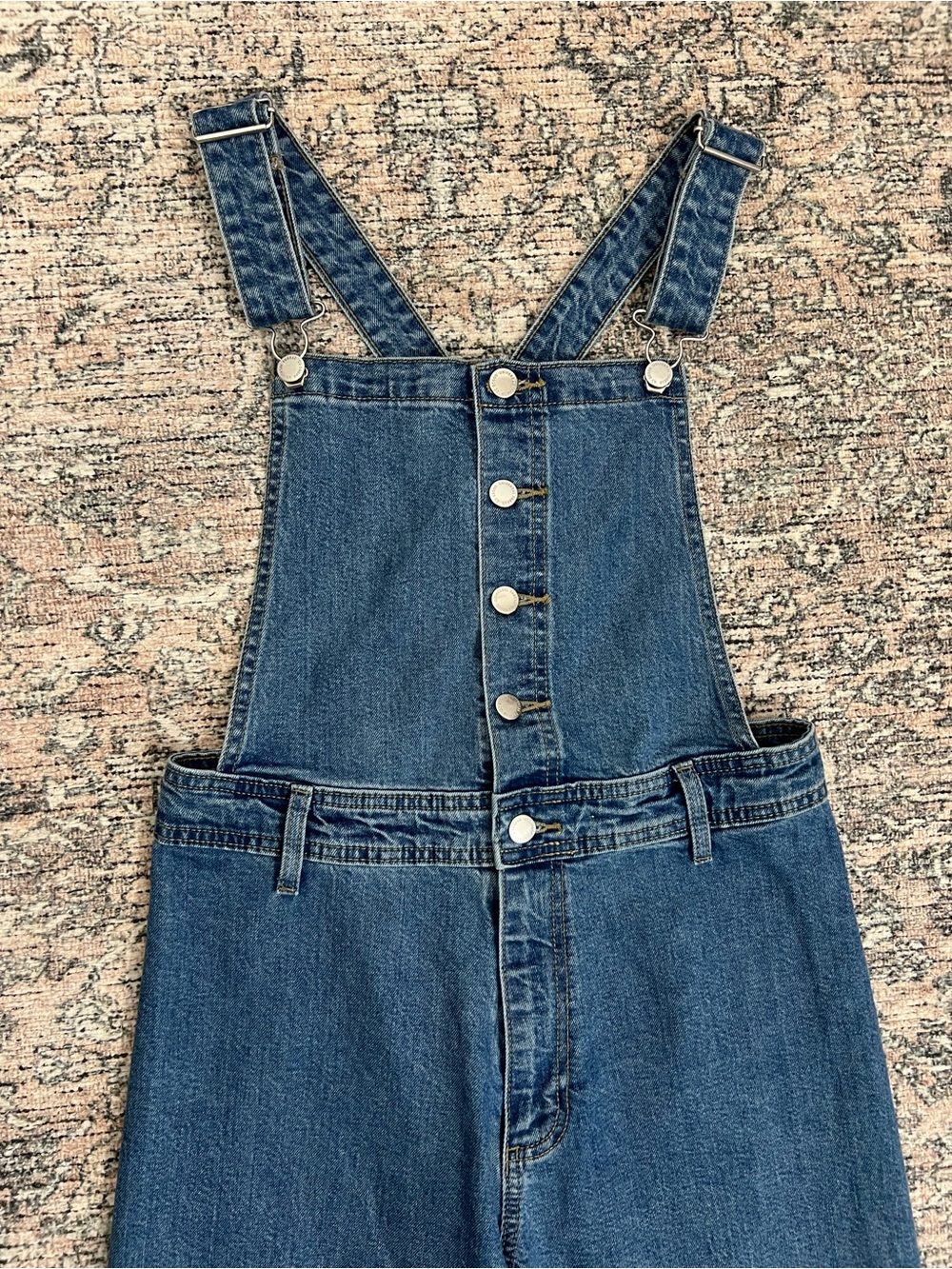 Women's Wide-Leg Denim Overalls - Blue - Picture 4 of 14